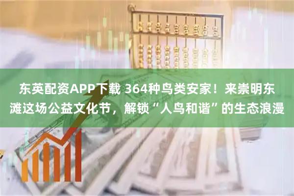 东英配资APP下载 364种鸟类安家！来崇明东滩这场公益文化节，解锁“人鸟和谐”的生态浪漫