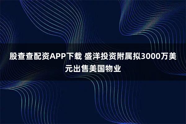 股查查配资APP下载 盛洋投资附属拟3000万美元出售美国物业